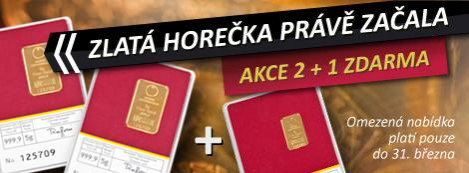 Využijte současné korekce ceny zlata a získejte navíc zlatý slitek ZDARMA