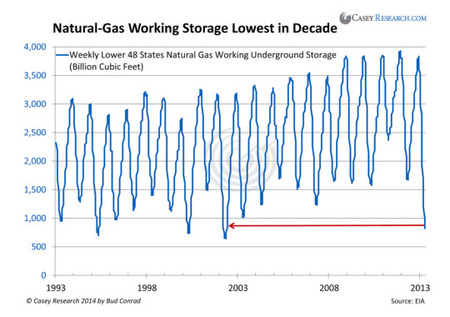 natural gas working storage